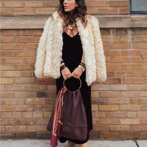 1970’s Vintage Lambswool Coat — Textured Ivory Shearling